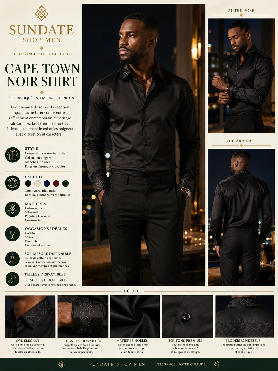 Cape Town Noir Shirt — Variante — SC-053